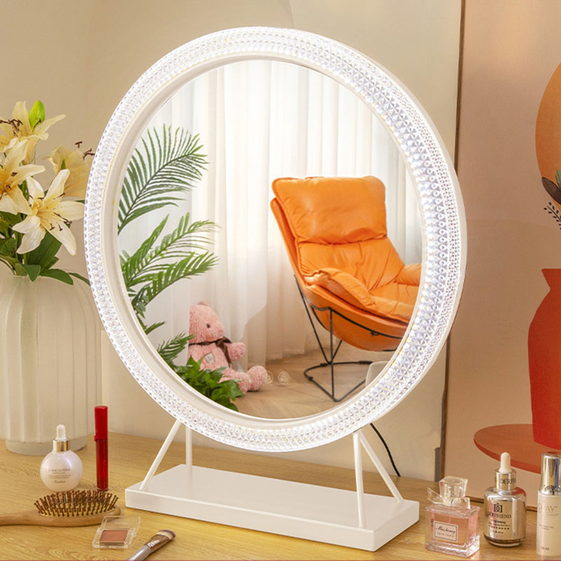 White Large LED Makeup Mirror with Lights Smart Touch Control White Large LED Makeup Mirror with Lights Smart Touch Control